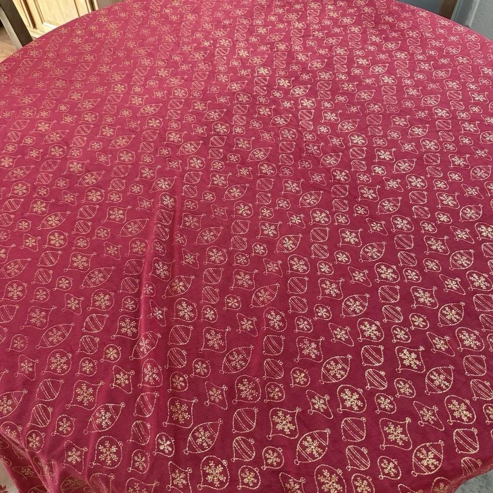 2 Yards Vintage Velvet Fabric 72x70 Red Gold Glitter Christmas Ornament Remnant